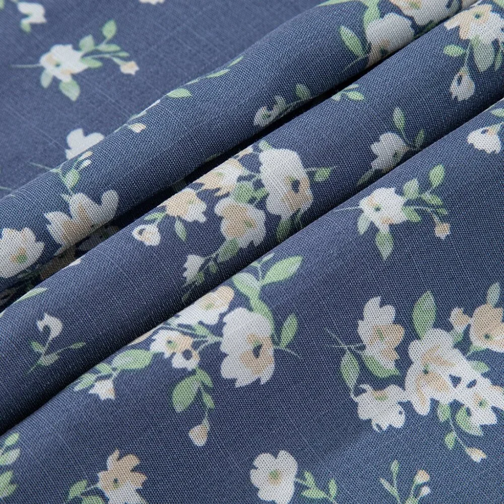 B266 Blue Floral Spaghetti Strap Frilled V Neck Tiered Midi Dress - Picture 12 of 16